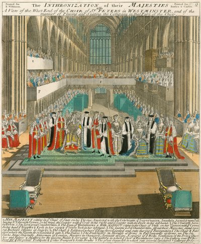 Koronacja króla Wilhelma III i królowej Marii 11 kwietnia 1689 r. autorstwa English School