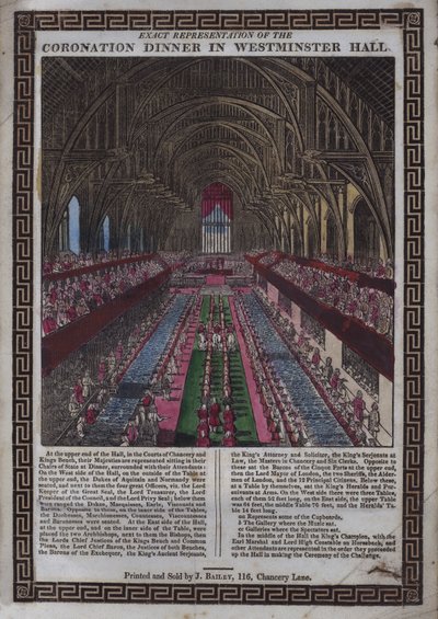 Koronacja Jego Królewskiej Mości [tj. Jerzego III] w Westminster (kolorowy drzeworyt) autorstwa English School