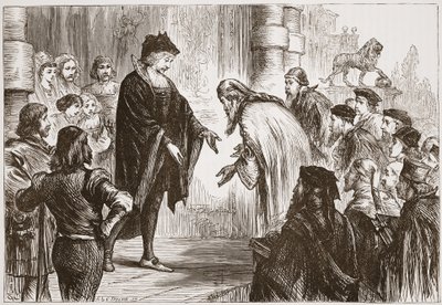 Cosmo I przyjmujący swoich przyjaciół i klientów, ilustracja z Historii protestantyzmu Jamesa Aitkena Wylie (1808-1890), wyd. 1878 autorstwa English School
