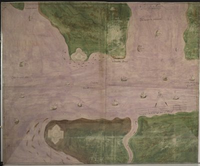 Cotton Augustus II f.56 Plan Orwell Haven autorstwa Richarda Lee autorstwa English School