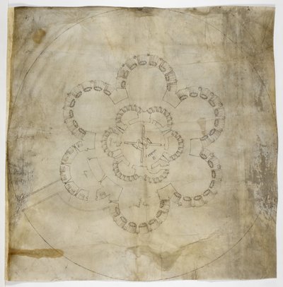 Bawełna MS. Augustus I.i.67 Plan parterowy zamku Deal (atrament na pergaminie) autorstwa English School