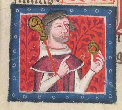 Bawełna Nero D VII fol.87v Henryk z Blois, ze „Złotej Księgi St. Albans” Thomasa Walsinghama autorstwa English School