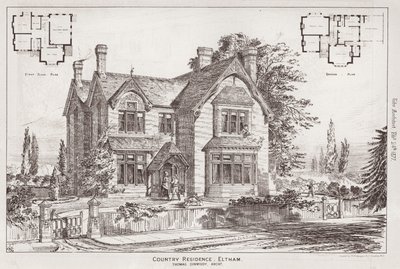Rezydencja wiejska, Eltham (grawerowanie) autorstwa English School