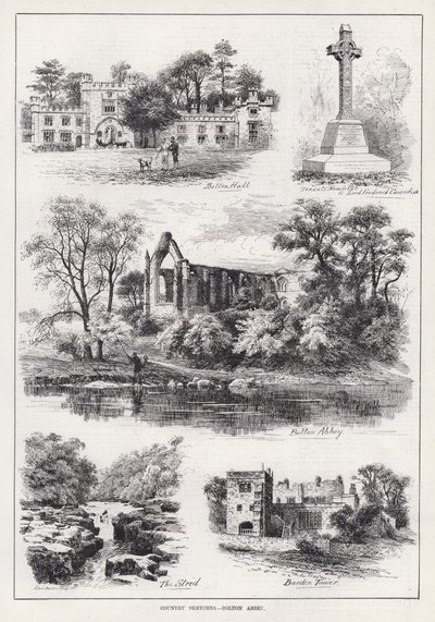 Szkice wiejskie, Opactwo Bolton (rycina) autorstwa English School