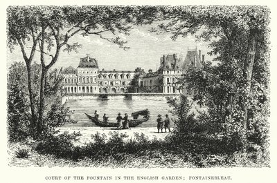 Dziedziniec Fontanny w Ogrodzie Angielskim, Fontainebleau (rycina) autorstwa English School