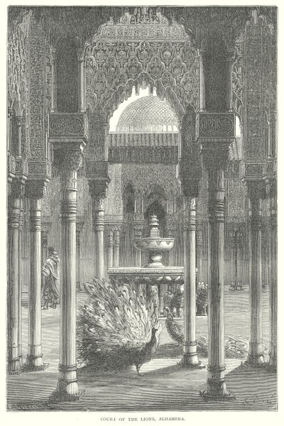 Dwór lwów, Alhambra (rycina) autorstwa English School