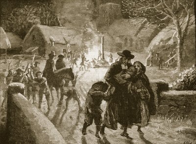 Przymierza eksmitujące duchownego biskupiego, ilustracja z Ilustrowanej Historii Anglii Cassella (zdjęcie w sepii) autorstwa English School