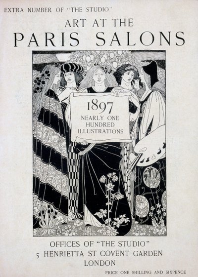 Okładka do sztuki na Salonach Paryskich, dodatkowy numer magazynu The Studio, 1897 (litografia i typografia) autorstwa English School