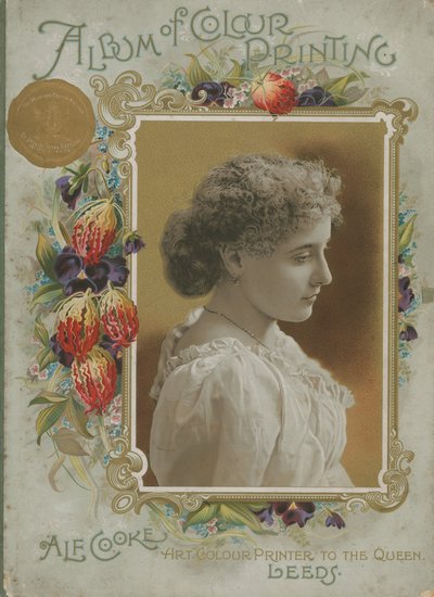 Okładka albumu kolorowego druku autorstwa Alf Cooke, Art Color Printer dla królowej autorstwa English School