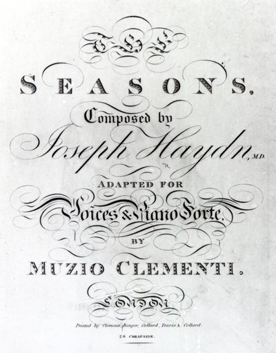 Okładka karty nutowej „Pory roku” Josepha Haydna (1732-1809) autorstwa English School