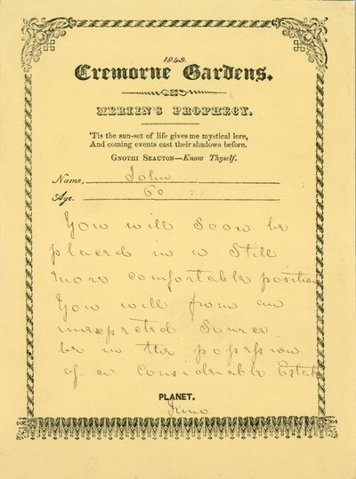 Ogrody Cremorne, Londyn: Przepowiednia Merlinsa autorstwa English School