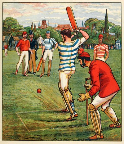 Cricket, z brytyjskiego Sports and Games, wyd. C. 1880. autorstwa English School