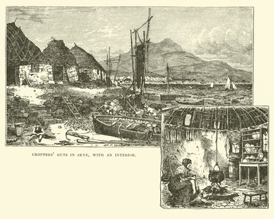Chaty Crofters w Skye, z wnętrzem autorstwa English School