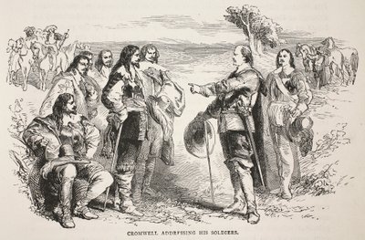 Cromwell przemawiający do swoich żołnierzy autorstwa English School