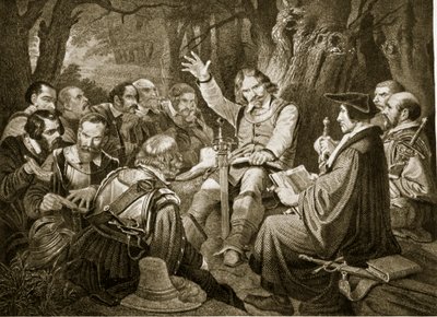 Cromwell przed bitwą pod Dunbar, 1650, ilustracja z Hutchinsons Story of the British Nation, c.1923 autorstwa English School