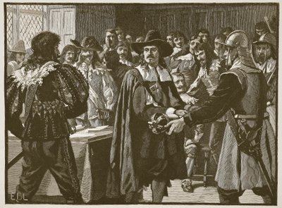 Cromwell rozpuszcza Długi Parlament, ilustracja z Cassells Illustrated History of England (zdjęcie w sepii) autorstwa English School