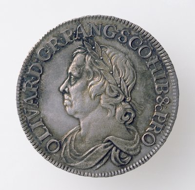 Korona Olivera Cromwella (1599-1658), Mennica Londyńska, 1658 (awers) (srebro) (rewers patrz 168062) autorstwa English School