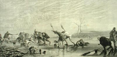 Curling ok. 1880 r., z książki „Scottish Pictures”, wydanej przez Towarzystwo Religijne Traktu autorstwa English School