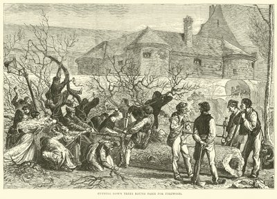 Wycinanie drzew wokół Paryża na drewno na opał, październik 1870 autorstwa English School