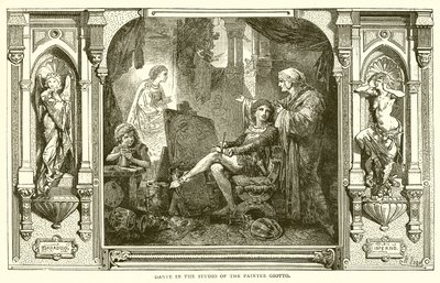 Dante w pracowni malarza Giotto autorstwa English School