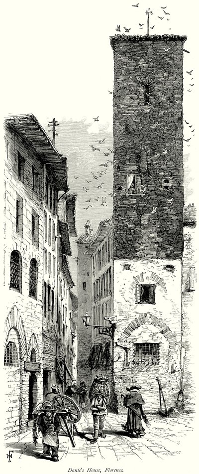 Dom Dantego, Florencja (rycina) autorstwa English School
