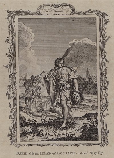 Dawid z głową Goliata (rycina) autorstwa English School