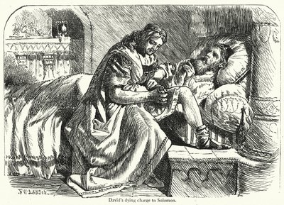 Śmiertelna prośba Dawida skierowana do Salomona (grawerunek) autorstwa English School