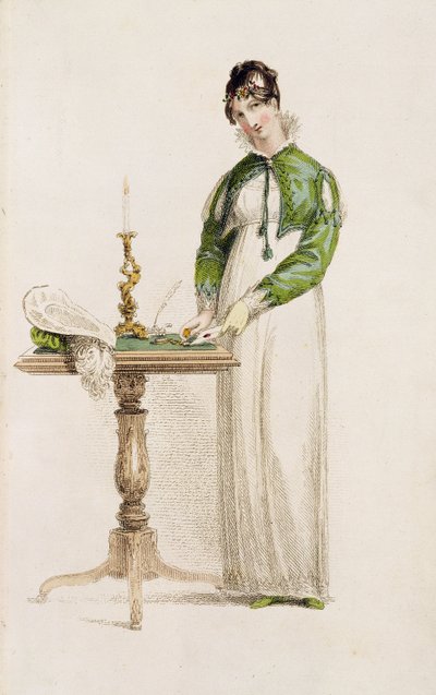 Sukienka dzienna, modny talerz z Ackermanns Repository of Arts autorstwa English School
