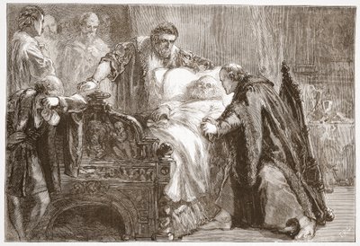 Śmierć Fryderyka Mądrego, elektora saskiego, ilustracja z Historii protestantyzmu Jamesa Aitkena Wyliego (1808-1890), wyd. 1878 autorstwa English School