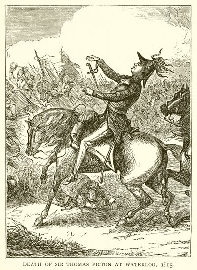 Śmierć sir Thomasa Pictona w Waterloo, 1815 autorstwa English School