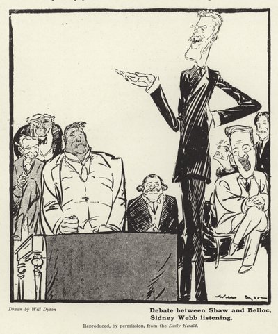 Debata między Georgem Bernardem Shawem a Hillaire Belloc autorstwa English School