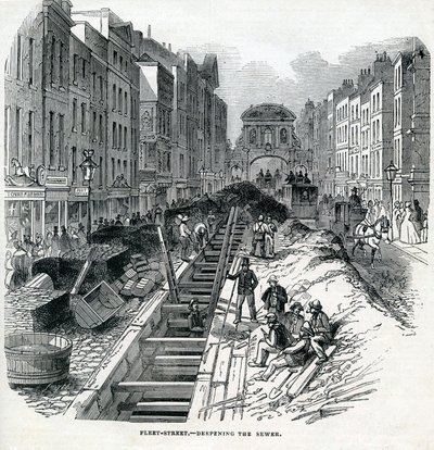 Vertiefung des Fleet Street Abwasserkanals, London, 1845 von English School