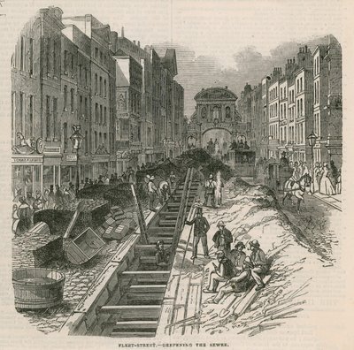 Pogłębianie kanałów przy Fleet Street autorstwa English School