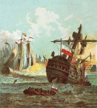 Klęska holenderskiej floty autorstwa English School