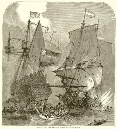 Klęska francuskiej floty przez Lorda Howe autorstwa English School