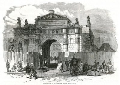 Rozbiórka Burlington House, Piccadilly autorstwa English School