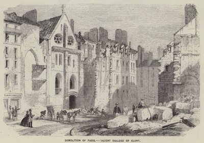 Rozbiórka Paryża, starożytne kolegium w Cluny (rycina) autorstwa English School