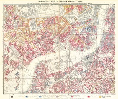 Opisowa mapa londyńskiej biedy, 1889 autorstwa English School