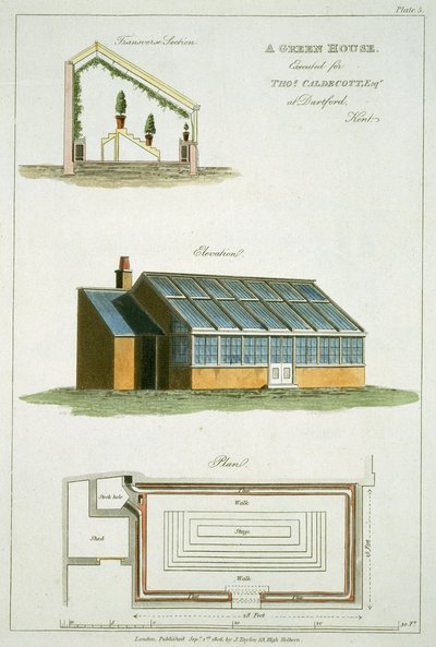 Projekt zielonego domu, wykonany dla Thomasa Caldecotta w Dartford, Kent, 1806 autorstwa English School