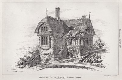 Projekt dla Cottage Residence, Ewhurst, Surrey (grawerowanie) autorstwa English School