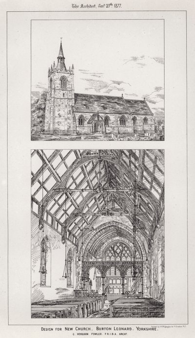 Projekt dla New Church, Burton Leonard, Yorkshire (grawerowanie) autorstwa English School