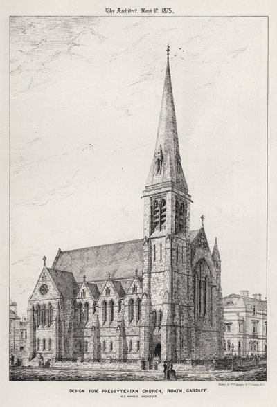 Projekt dla Presbyterian Church, Roath, Cardiff (grawerowanie) autorstwa English School