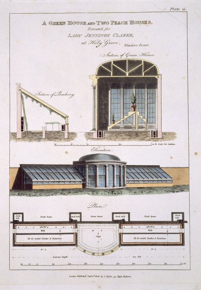 Projekt zielonego domu i dwóch brzoskwiniowych domów, 1806 autorstwa English School