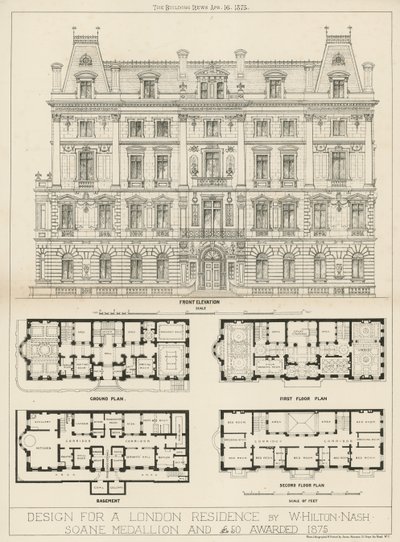 Projekt londyńskiej rezydencji autorstwa W Hilton Nash autorstwa English School