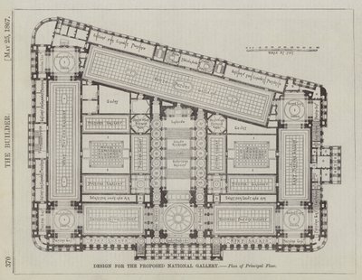 Projekt dla proponowanej Galerii Narodowej, plan głównego piętra (grawerowanie) autorstwa English School