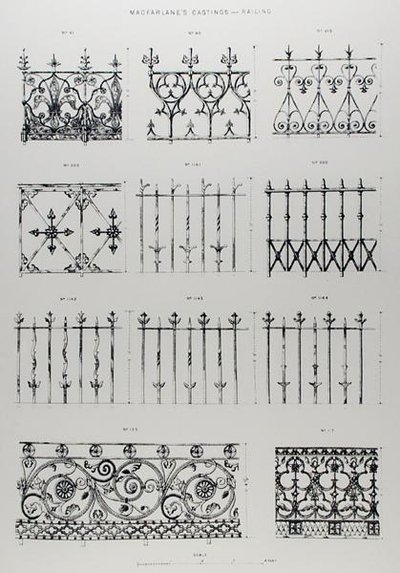 Wzory balustrad żeliwnych z 