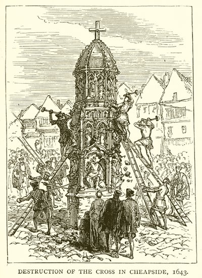 Zniszczenie krzyża w Cheapside, 1643 autorstwa English School