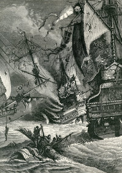 Zniszczenie hiszpańskiej Armady, 1865 autorstwa English School