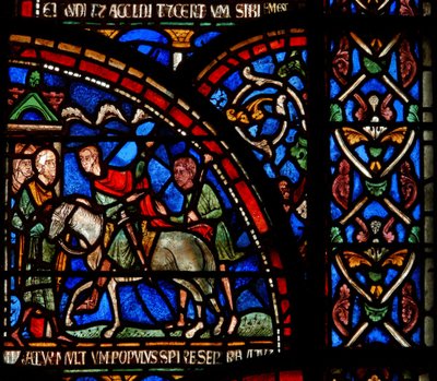 Fragment okna cudów przedstawiający scenę z uratowania Wilhelma z Gloucester autorstwa English School