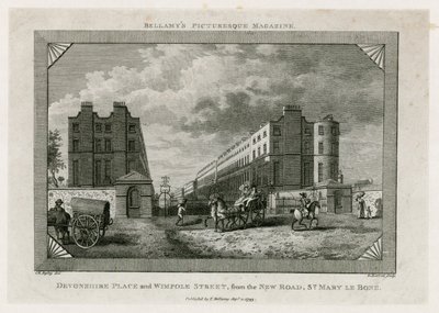 Devonshire Place i Wimpole Street od New Road, St Marylebone autorstwa English School